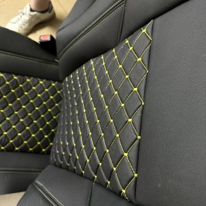 Premium automotive eco leather - green threads - Image 3