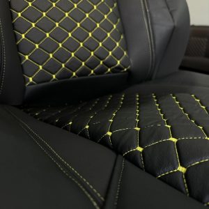 Premium automotive eco leather - green threads - Image 4